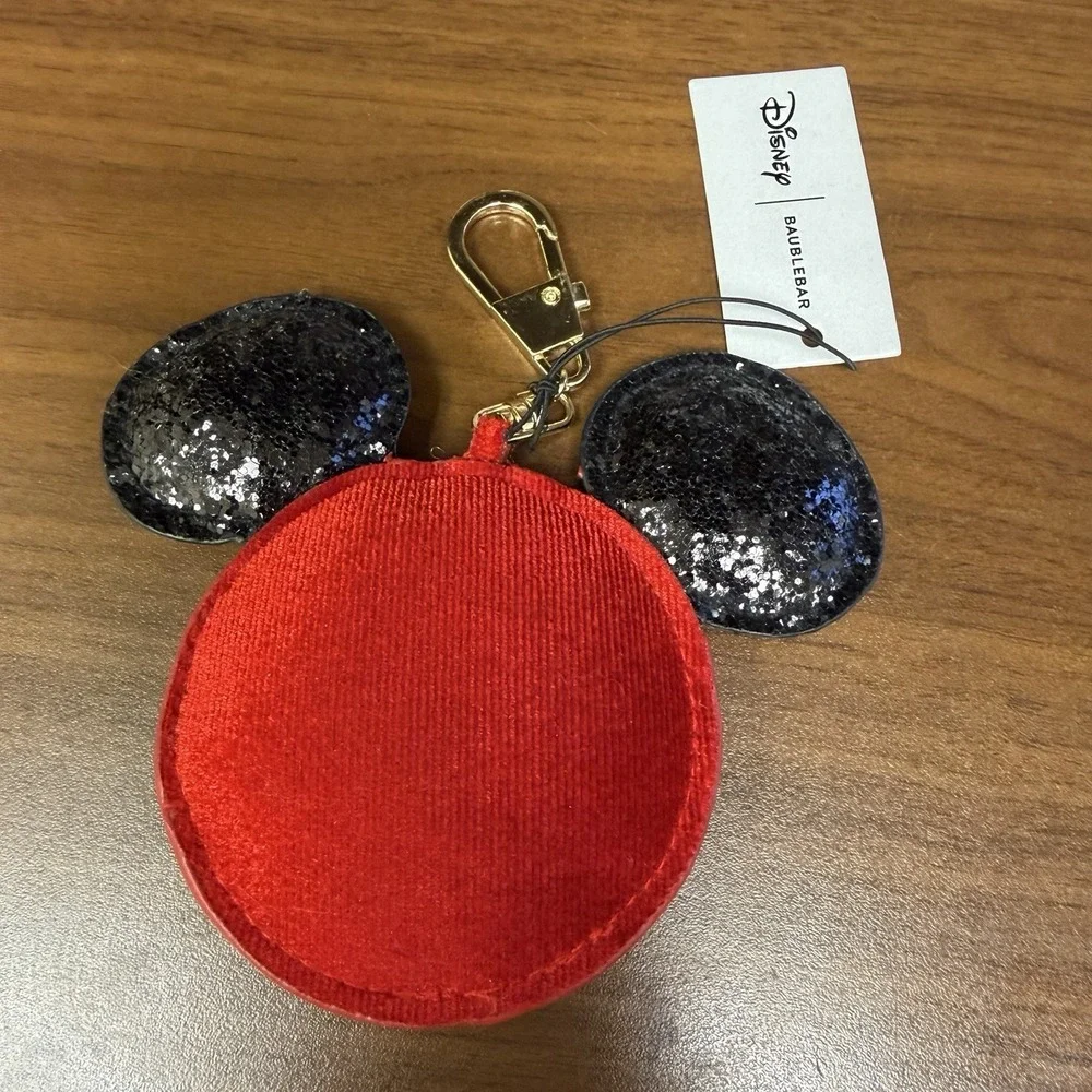 Disney BaubleBar Mickey Mouse Christmas Coin Purse Keychain Santa Belt NWT